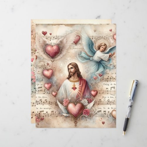 Vintage Christian Valentines Scrapbook Paper