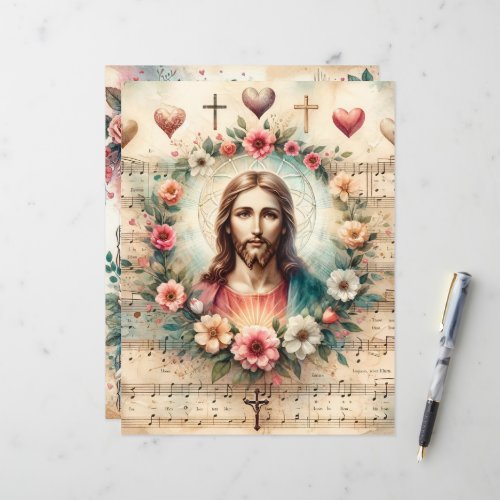 Vintage Christian Valentines Scrapbook Paper