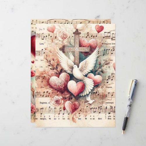 Vintage Christian Valentines Scrapbook Paper