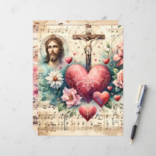 Vintage Christian Valentines Scrapbook Paper