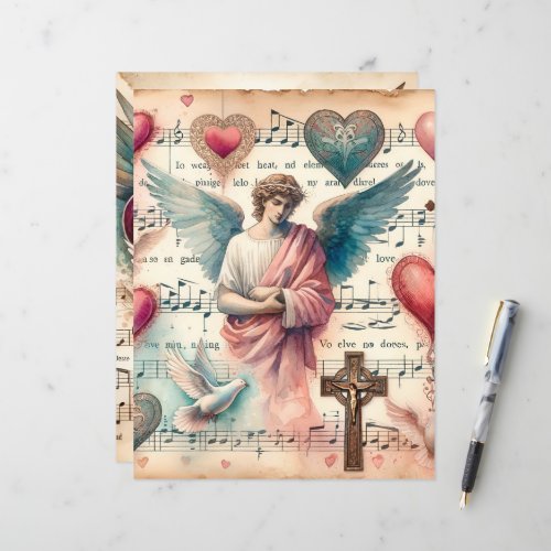Vintage Christian Valentines Scrapbook Paper