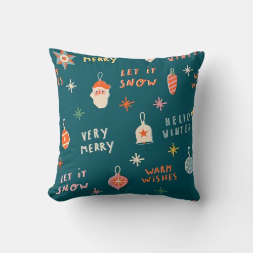 Vintage Christmas 2020 Ornamental Pattern Throw Pillow