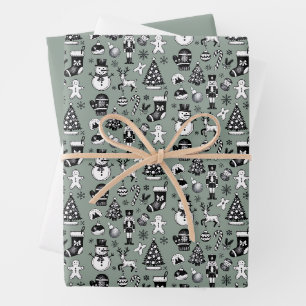 Vintage Christmas 90s Collage Retro Xmas Wrapping Paper Sheets