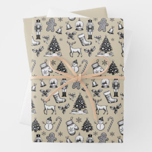 Vintage Christmas 90s Retro Xmas Holiday Wrapping Paper Sheets