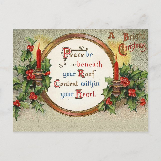 Vintage Christmas - A Bright Christmas Holiday Postcard (Front)