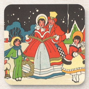 Vintage Christmas, a Family Singing Music Carols Drink Coaster