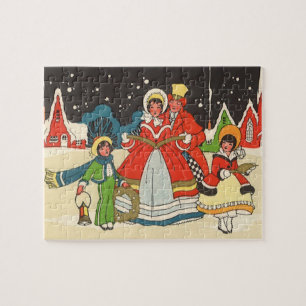 Vintage Christmas, a Family Singing Music Carols Jigsaw Puzzle