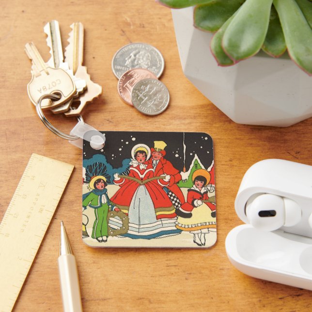 Vintage Christmas, a Family Singing Music Carols Keychain (Desk)