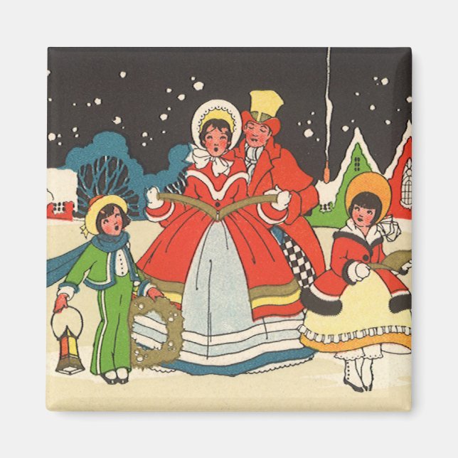 Vintage Christmas, a Family Singing Music Carols Magnet (Front)