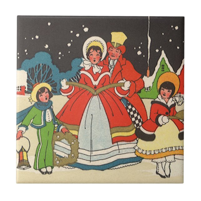 Vintage Christmas, a Family Singing Music Carols Tile (Front)