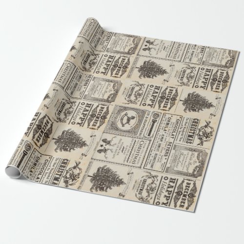 Vintage Christmas Advertisement Wrapping Paper