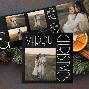 Vintage Christmas Aesthetic Customized Black White Tri-Fold Program