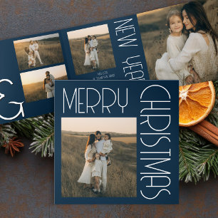 Vintage Christmas Aesthetic Customized Navy Blue Tri-Fold Program