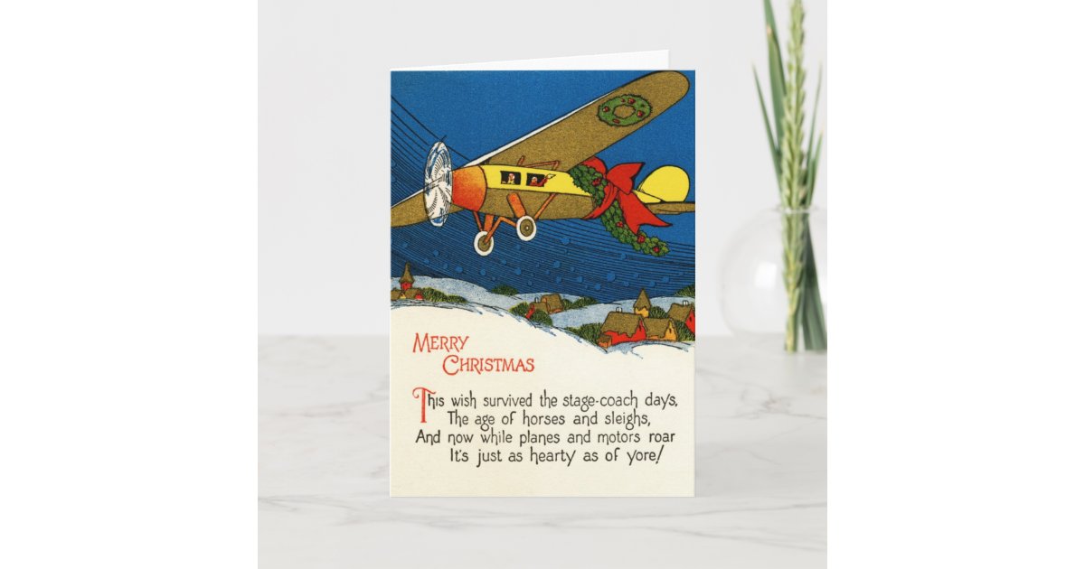 Vintage Christmas Airplane Holiday Card | Zazzle.com