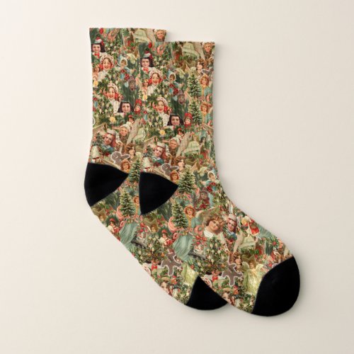 Vintage christmas All_Over_Print Socks