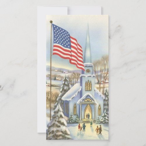 Vintage Christmas American Church Holiday Card