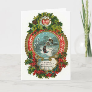 Vintage Christmas and New Year Holiday Card