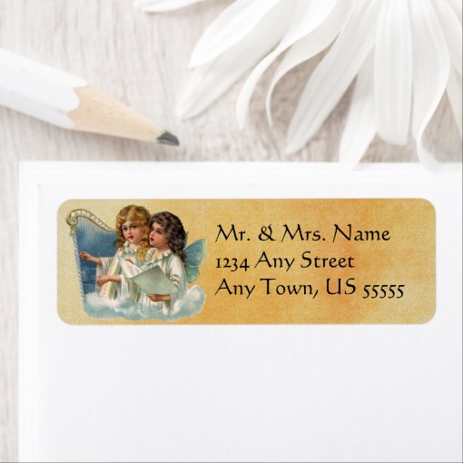 Vintage Christmas Angel Address Labels | Zazzle