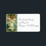 Vintage Christmas Angel Address Labels<br><div class="desc">Beautiful Christmas angel in flowing white robe and wings,  surrounded by gold star and holly on cloud background. Matching cards and postage stamps available.</div>