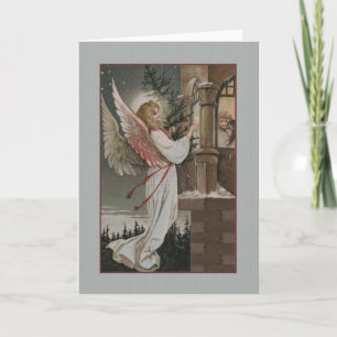 Vintage Christmas Angel and Children Greeting Card