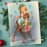 Vintage Christmas Angel And Deer Holiday Card<br><div class="desc">Vintage Christmas Angel And Deer.</div>