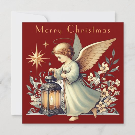 Vintage Christmas Angel and Lantern (Front)