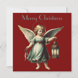 Vintage Christmas Angel and Lantern Card