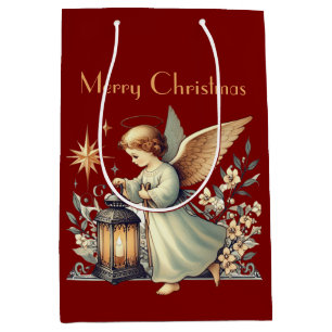  Vintage Christmas Angel and Lantern Medium Gift Bag