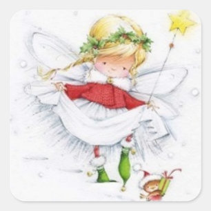 Vintage Christmas Angel and Mouse Sticker