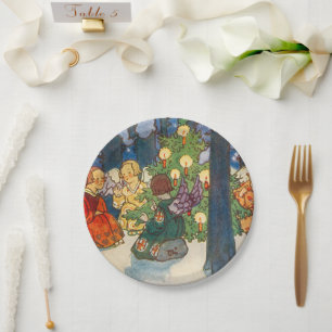 Vintage Christmas angel art Holiday    Paper Plate