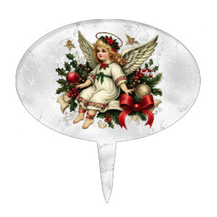 Vintage Christmas Angel Cake Topper
