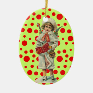 Vintage Christmas Angel Ceramic Ornament