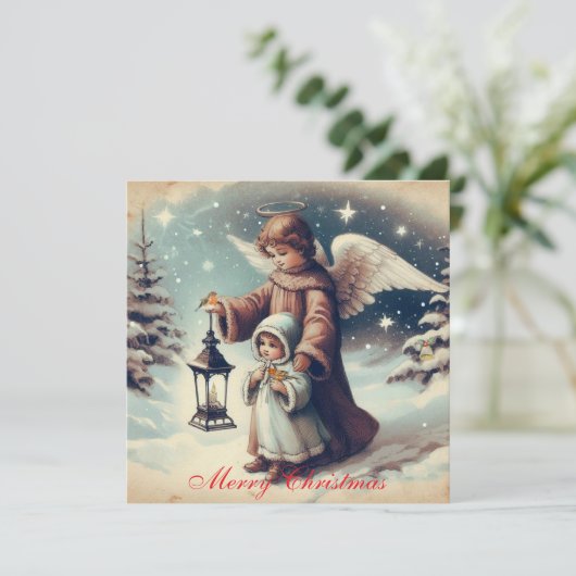  Vintage Christmas Angel , Child and Birds (Standing Front)
