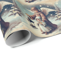 Vintage Christmas Angel , Child and Birds