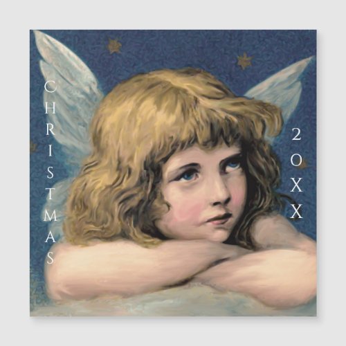 Vintage Christmas Angel Child White Wings Indigo