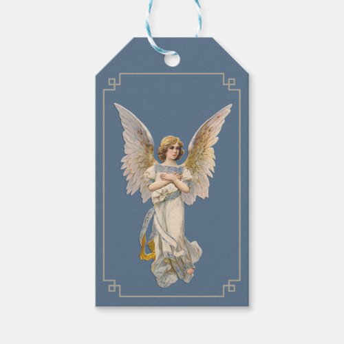 Vintage Christmas Angel Dark Blue Holiday Gift Tag