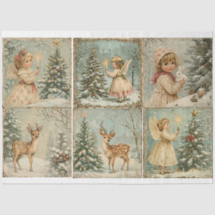 Vintage Christmas Angel, Deer Tissue Paper