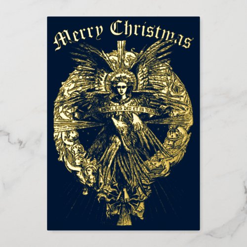 Vintage Christmas Angel Foil Holiday Card