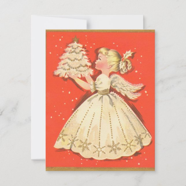 Vintage Christmas Angel Girl Holiday Card (Front)