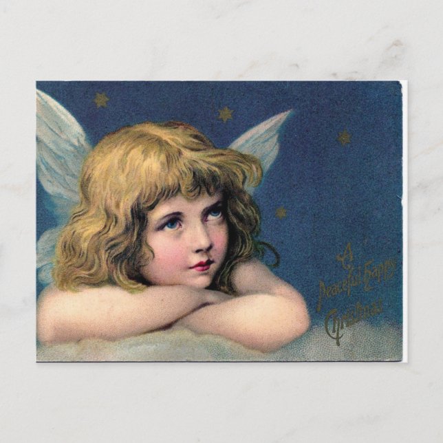 Vintage Christmas Angel Girl Holiday Postcard (Front)