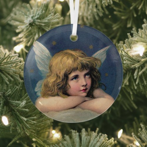 Vintage Christmas Angel Glass Ornament