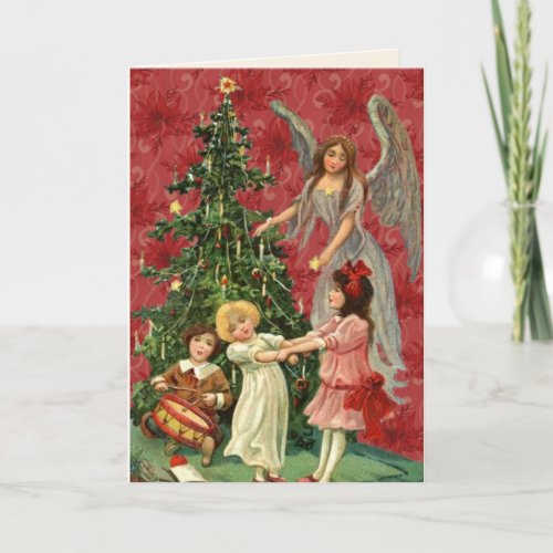 Vintage Christmas Angel Greeting Card Text Message