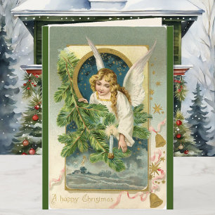 Vintage Christmas Angel Greeting Card Text Message