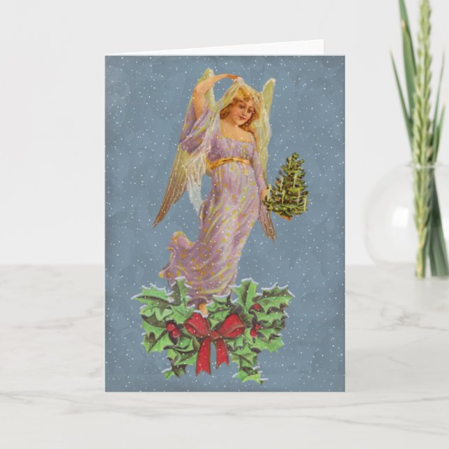 Vintage Christmas Angel Holiday Card (Front)