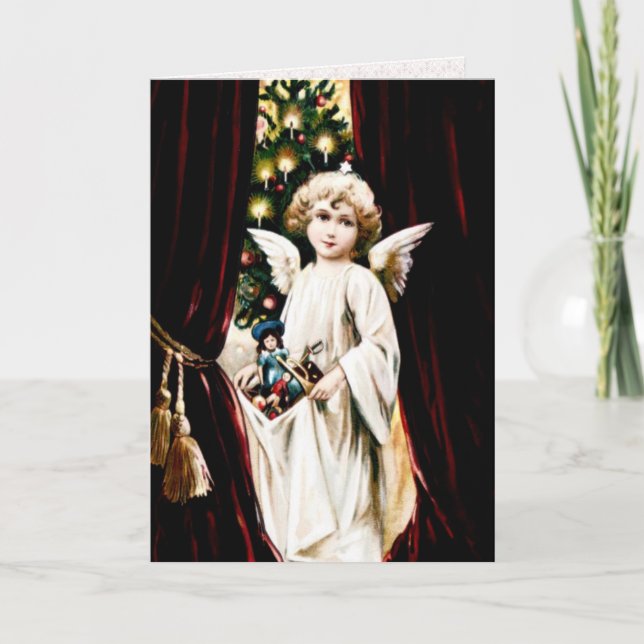 Vintage Christmas Angel Holiday Card (Front)