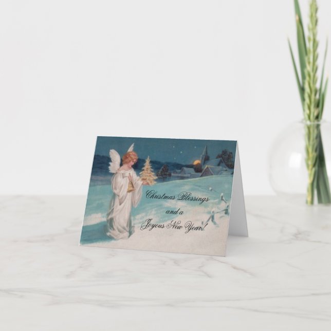 Vintage Christmas Angel Holiday Card (Front)