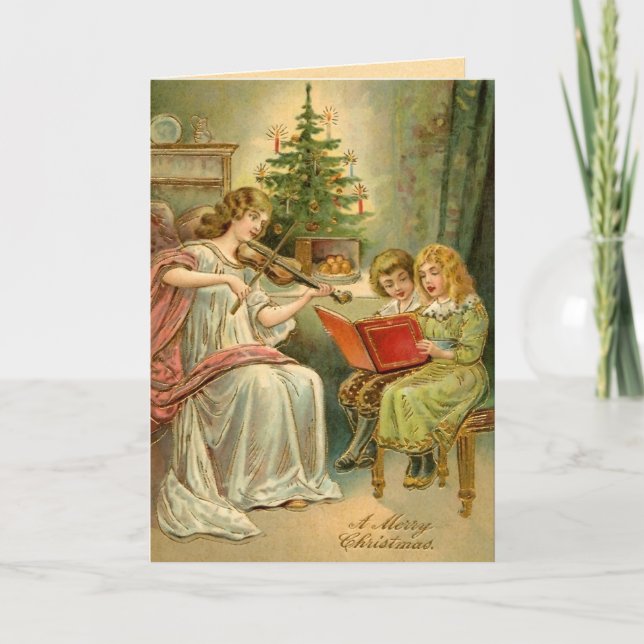 Vintage Christmas Angel Holiday Card (Front)