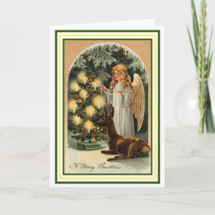 Vintage Christmas angel Holiday Card