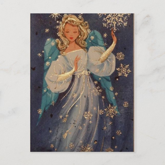 Vintage Christmas Angel Holiday Postcard (Front)
