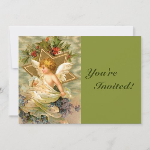 Vintage Christmas Angel Invitation